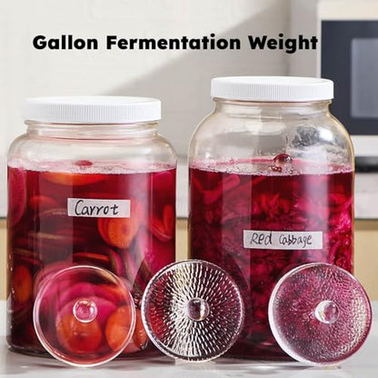 Jillmo Fermentation Weight for Gallon Jars, 3.7inch Large and Heavy Gallon Jar Glass Fermenting Weights for Making Sauerkraut, Kimchi, Carrots, Pack of 2 - size: Hammered - 2 Pack