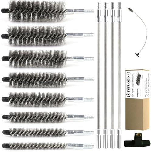 50 in Pipe Cleaning Brush Set with Stainless Steel Bristles, Wire Brush with 4pcs Stainless Steel Spring Flexible Rods, Stainless Steel Pipe Brush 8pcs for Auto Parts, Bottles, Tubes.