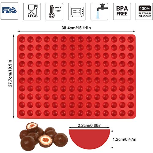 Palksky 2PCS 140-Cavity Small Round Silicone Mold/Semicircle Chocolate Drops Mold/Dog Treats Pan/Semi Sphere Gummy Candy Molds for Ganache Jelly Caramels Cookies Pet Treats Baking Mold - color: 2PCS 140-Cavity