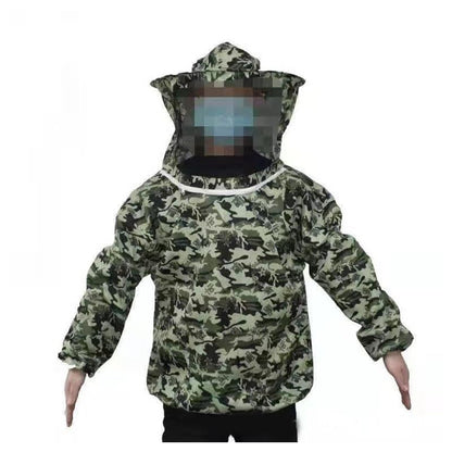 Acouto Beekeeping Jacket Ultra Lightweight Maximum with Detachable Veil Hood for Beginner & Professional Beekeepers – Blue, Polyester Ventilated Beekeeper Jacket for Honey Harvesting (Five Star - color: Five Star Camouflage