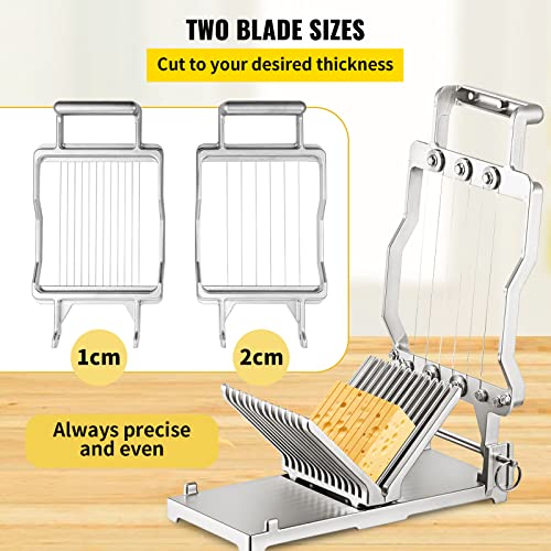 VEVOR Cheese Slicer,Butter Cutter with Wire 1 cm & 2 cm Cheeser Butter Cutting Blade Replaceable Cheese Slicer Wire, Cheese Cutter with 304 Stainless Steel Wire Kitchen Cooking Baking Tool - size: Normal