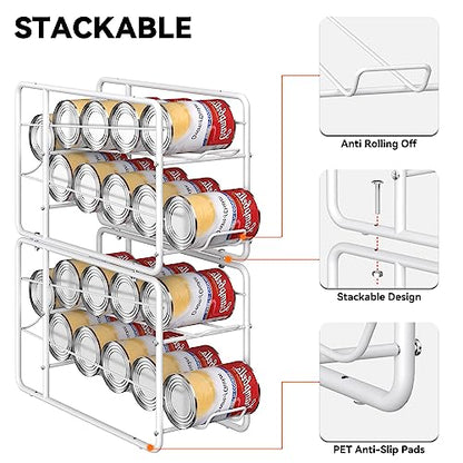 MOOACE 4 Pack Can Dispenser Rack, Stackable Can Storage Organizer Holder for Canned food Kitchen Cabinet Pantry Countertop, White - color: White