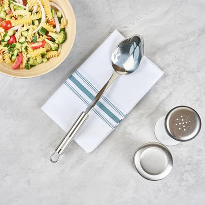 Restaurantware Stainless Steel Cooking Spoon - German Standard Metal Kitchen Spoon with Ergonomic Handle, Dishwasher Safe, Heat-Resistant - Heavy-Duty Serving Spoon For Mixing, Stirring - style: Steel Serving Spoon