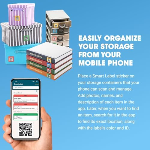 SmartLabels Small QR Code Stickers | Mini 1.5-Inch Labels with AI Photo Analysis App | Auto-Create Item Descriptions | No Typing | US-Made | Storage, Inventory Tracking, Organization & Moving, 48-Pack - style: Mini