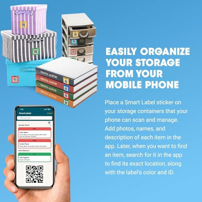 SmartLabels Small QR Code Stickers | Mini 1.5-Inch Labels with AI Photo Analysis App | Auto-Create Item Descriptions | No Typing | US-Made | Storage, Inventory Tracking, Organization & Moving, 48-Pack - style: Mini