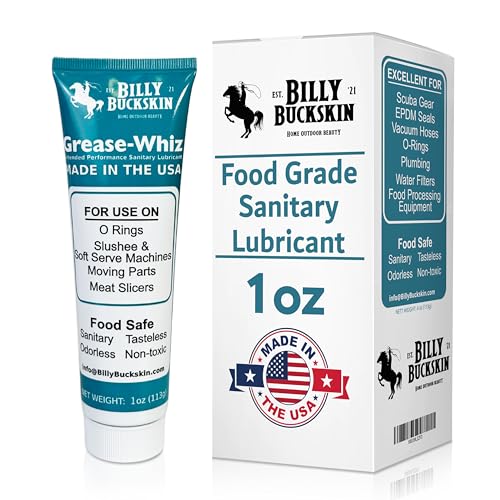Grease-Whiz Food Grade Grease Lubricant 1oz - Grease for Meat Slicer, Ice Cream, Slushee Machine, Beer Kegs, Pools, O Rings - Food Grade Lubricant for Commercial & Domestic Use by Billy Buckskin - size: 1oz