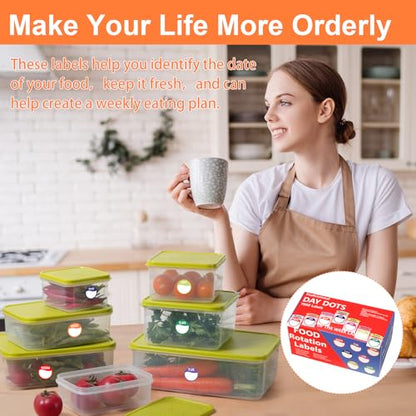 7000pcs Days of The Week Stickers Colored Dot Food Labels Removable Date Labels with Dispenser Box for Food Containers Restaurant Supplies