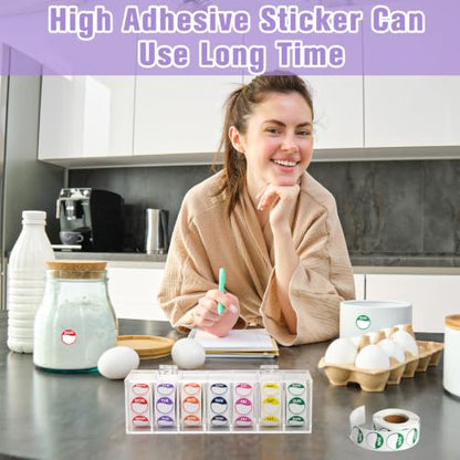 3500 PCS 7 Days of The Week Stickers 0.79 Inch Sticker Roll Dispenser Holder Acrylic Day Dot Dispenser Food Date Labels Stickers Monday to Sunday for Kitchen Restaurant Expiration Date - size: 0.79 Inch Label, style: Round Label