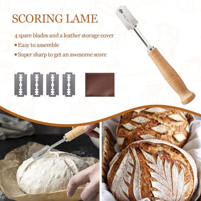 Dimpola Banneton Bread Proofing Basket Banneton Basket Set Sourdough Proofing Basket Round Proofing Bowls Handmade Rattan Baskets and Liners (Oval & Round Baking Set) - style: Oval & Round Baking Set