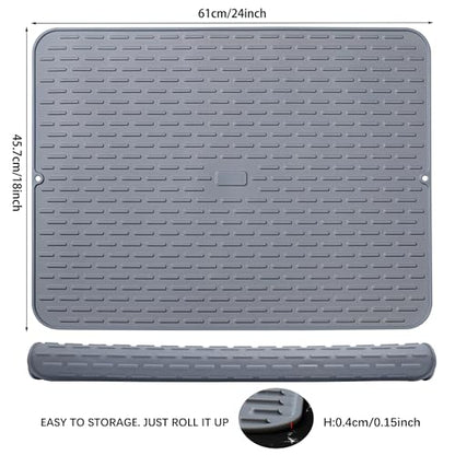 To encounter Silicone Dish Drying Mat - Extral Large 24" x 18" - Set of 2 Flexible Rubber Drying Mat, Heat Resistant Silicone Trivet, Countertop Mat, Dish Draining Mat, Sink Mat - size: 24" x 18"