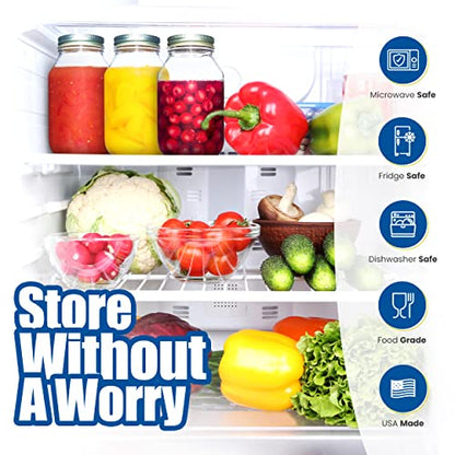 Mason Jars 32 Oz With Lids Regular Mouth (12 Pack) Preserving Spices,Storage,Meal Prep, Overnight Oats,Dry Food,Salads,Drinking