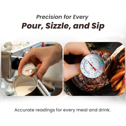 Rattleware 7” Easy Steam Thermometer for Home, Cafe, Restaurants, Residential, Or Commercial Use - Milk Frothing Thermometer and Barista Thermometer - Durable Fast Reading Thermometer (25mm Dial)