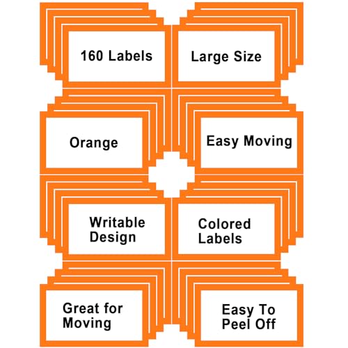 6 x 4 inch Large Moving Labels for Boxes, Blank Moving Boxes Labels Stickers, 160pcs 8 Color Coded Moving Stickers Packing Labels Stickers for Home Organization Projects, Kitchen, Storage Bins, Orange - color: A-color-orange
