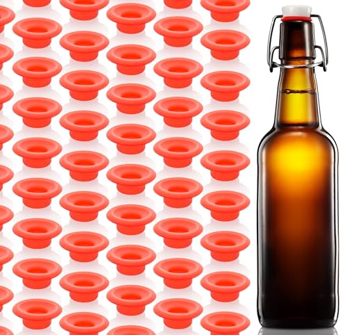 24 Pieces Silicone Bottle Cap Gaskets, Replacement Seals for Swing Top Bottles, Flexible & Durable, Reusable (Red Full Cover) - color: Red Full Cover