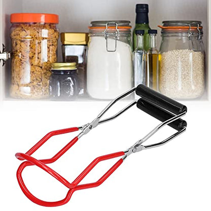flexman Canning Jar Lifter, Multifunctional Stainless Steel Antiscalding Tray Dish Clamp with Grip Handle, Kitchen Tool for Homes Restaurants Collect Cans (Red) - color: Red