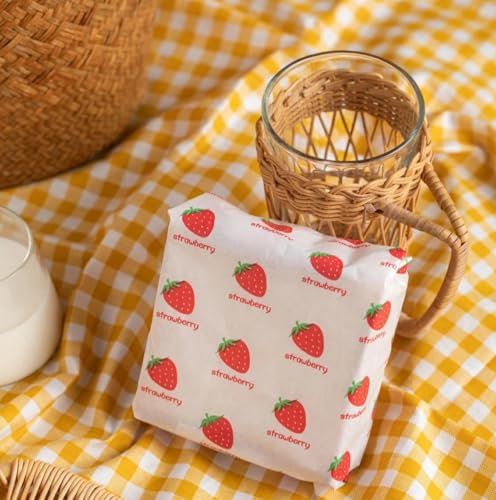 100 Sheets Wax Paper 15 x 11 Inch Greaseproof Sandwich Burger Chips Cuttable Baking Parchment Wraping Paper (Strawberry) - color: Strawberry