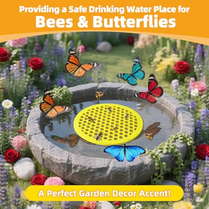 4 Pcs Bee Watering Station for Garden, 7.87 Inch Floating Bee Island for Pond/Farm/Fountain, No Assembly Required Bee Bath, Butterfly Feeder, Outdoor Garden Decor