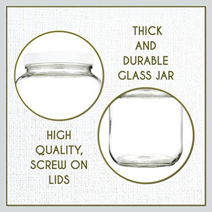 kitchentoolz Half Gallon Mason Jar - Wide Mouth 1/2 Gallon Glass Jar with Lid - Airtight Glass Storage Containers with Lid Fermenting, Canning, and Dry Storage - Made in USA