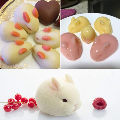 OCPO KITCHEN 3D Easter Bunny Silicone Mold for Baking Rabbit Shape Mousse Cake, French Dessert, Chocolate, Pastry, Pudding, Jelly, Cake Decoration Mold, Rabbit Shape (6 Cavity) - style: Bunny (6-Cavity)