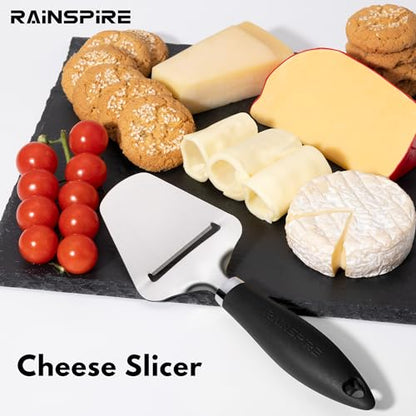 Rainspire Upgraded Non-Stick Cheese Slicers for Block Cheese Multi-Functional Cheese Cutter for Mozzarella, Cheddar, Gruyere Charcuterie Accessories Dishwasher Safe Kitchen Tools, Black - color: Black