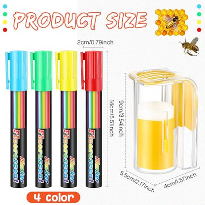 Qualirey 5 Pcs Queen Bee Marking Kit 1 Marking Bottle 4 Color Marking Pens Beekeeping Supplies Beekeeper Marking Tools Queen Bee Catcher One Handed Queen Marking Must-Have Equipment for Beekepers - color: Yellow