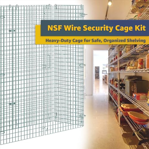 24" x 60" x 61" NSF Commercial Heavy Duty Green Epoxy Wire Security Cage Kit, Metal - color: Green, size: 24" x 60" x 61" Only Security Cage