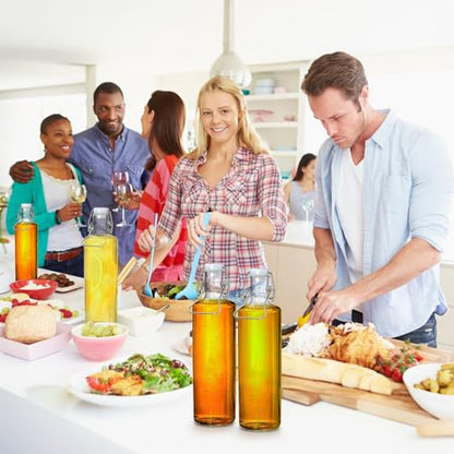 Cididu 33oz Swing Top Glass Bottle 4 Pack, 1L Clear Beer Bottle with Air Tight Lids, Easy Cap Glassware with Handle for Kombucha, Home Brewing, Juice, Carbonated Drink, Vinegar, Oil, Mead, Milk, Soda