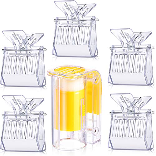 Outus 6 Pieces Queen Bee Clip Catcher Cage Set Include 5 Plastic Bee Queen Clips 1 Transparent Marking Cage Bottle for Beekeeping Catching Tool Hive Management Kit