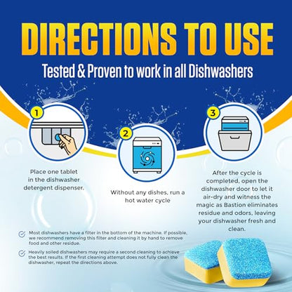 Dishwasher Cleaner Tablets - 24 Tablets (1-Year Supply) Lemon-Scented, Heavy Duty Cleaning Descaler Pods for Dish Washer, Deep Cleans & Maintains Your Dishwashing Machine for Optimal Performance