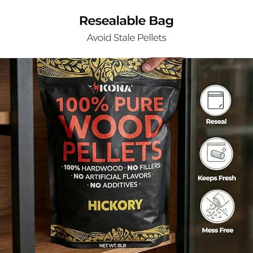 Kona 100% Hickory Smoker Pellets, Intended for Ninja Woodfire Outdoor Grill, 16 lb Resealable Bag - size: 16 pounds
