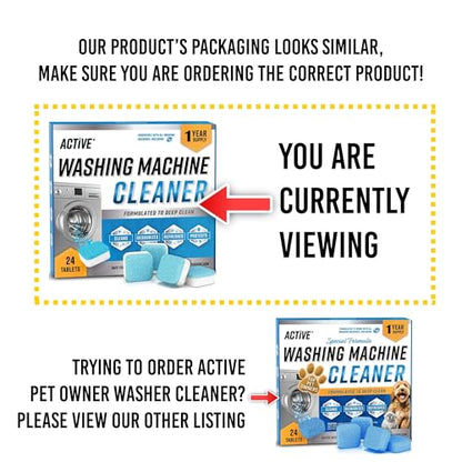 ACTIVE Washing Machine Cleaner and Dishwasher Detergent Booster - Includes 24ct Washer Cleaning Tablets and 32oz Dish Boosting Powder