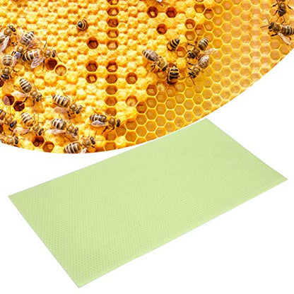 10Pcs Green Plastic Beeswax Beehive Foundation Sheets, Honeycomb Texture Beekeeping Supplies for Hive Frames, Pure Natural Wax Base with Durable Plastic Core for Efficient Honey Pr