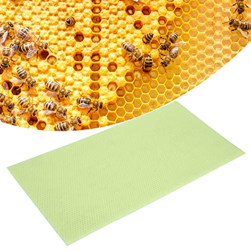 10Pcs Green Plastic Beeswax Honeycomb Foundation Sheets, Beehive Frame Base for Beekeeping, Pure Natural Wax Coated Comb with Honey Texture, Durable and Reusable Beekeeping