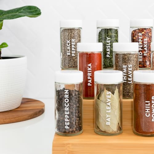 Clear Spice Labels for Glass Jars, 168 Preprinted Spice Jar Labels, Waterpoof Seasoning Herb Stickers Only, Kitchen Container Pantry Organization - style: Clear Spice Labels