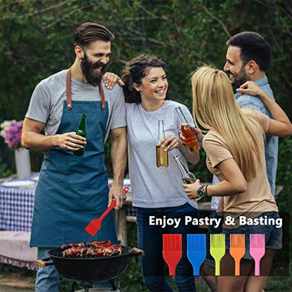 Hhyn Silicone Basting Pastry Brush Set 5 Pack Heat Resistant Spread Oil Butter Sauce for BBQ Grill Barbeque Kitchen Baking Cooking Pastries, 2 Large & 3 Small Multicolor - color: 5 Pcs Multicolor