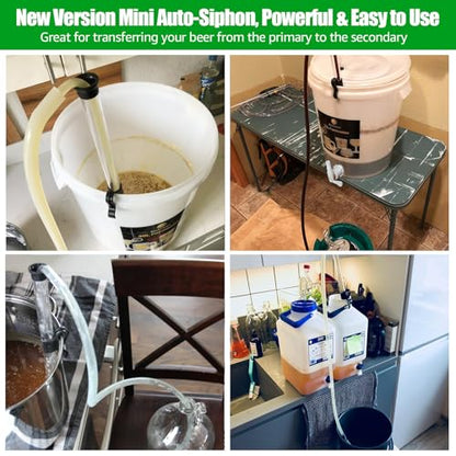 14” Auto Siphon Homebrew -3/8” Racking Cane, Wine Siphon Pump with 5.5FT Tubing & Clamp, Bottling Wand, Airlock for Fermenting with Stoppers & Grommets, Siphoning Kit for Wine Making Homebrew - color: Black