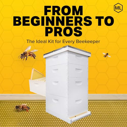 Mann Lake Complete Hive Kit Combo, Includes 1 Deep and 1 Medium Super Box, Quality Pine, Ideal for Beekeeping Beginners, Made in USA, 10 Frame, Painted