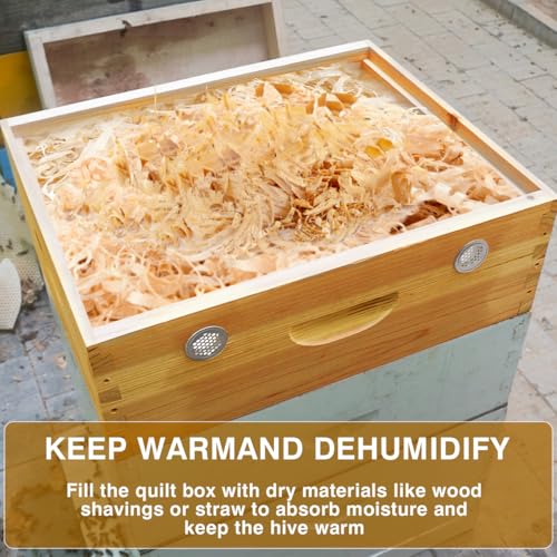 Bee Hive Winter Quilt Box Beeswaxed Coated for 8 Frame Langstroth Bee Hive, Assembled Quilt Box for Bees Winter Beekeeping Supplies