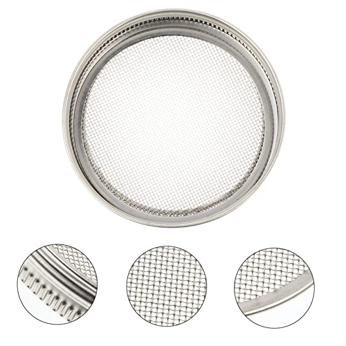 3Pcs Stainless Steel Sprouting Jar Lids Fine Mesh Strainer Lids for Canning Jars for Fresh Sprouts Wheatgrass Liquid Straining Compatible with Mouth