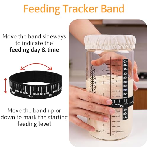 Premium Sourdough Starter Jar, 57oz Large Capacity Sourdough Jar | Sourdough Bread Starter Kit for Perfect Sour Dough Bread (Black, 2 Pack) - size: Tall - Black 2 Pack