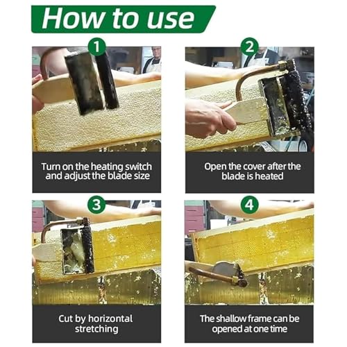 Electric Hot Uncapping Knife, Honey Uncapping Cutter Tool with Wooden Insulated Handle, Stainless Steel Body Material, Easy to Conduct Heat and Clean, Keep Higher Honey Yield, for Beekeeping