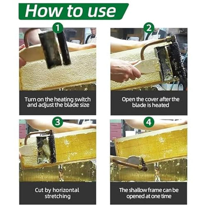 Electric Hot Uncapping Knife, Honey Uncapping Cutter Tool with Wooden Insulated Handle, Stainless Steel Body Material, Easy to Conduct Heat and Clean, Keep Higher Honey Yield, for Beekeeping