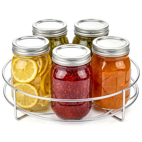 Okllen Set of 4 Canning Supplies Starter Kit, Jar Lifter Tongs, Wide Mouth Funnel, 10.5" Canning Rack, Heavy Duty for Water Bath & Pressure Cannner, Fits Mason Jars, Stock Pots