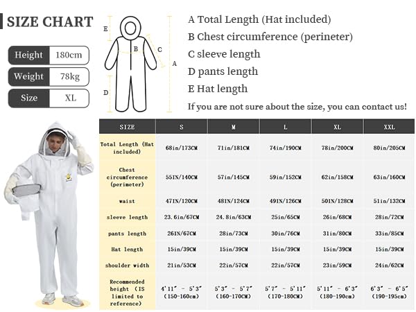 Sting Proof Full Body Bee Suit, Unisex, 2 Veils & Gloves, M(Fits 5'3"-5'7") | Unisex Ultralight Full Body Bee & Wasp Gear, A-Grade Goatskin Gloves, Detachable Veils, Apiary Backyard Halloween - size: M for 5'3" – 5'7"