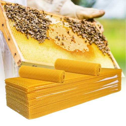 30pcs Beeswax Sheets for Beekeeping Candle Making, DIY Craft Supplies | Beeswax Sheets Foundation for Beekeeping Candle Making Wax Honeycomb Frames DIY Bee Frames Kit Honey Rolled