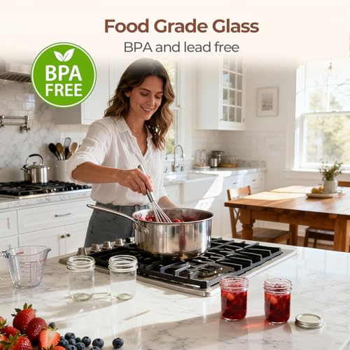 ComSaf 16 oz Wide Mouth Mason Jars Bulk Set, 8 Pack Jars with Lids | Clear Body, Salad Prep, Pickles, Overnight Oats, Honey, Candle Making, Wedding Favors - size: 16oz*8 wide mouth