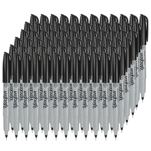 Permanent Markers Ultra Fine Tip, Bulk Pack Of 72 Count Black Permanent Marker Set, Quick-Drying Ink, Works On Plastic, Wood, Stone, Metal And Glass