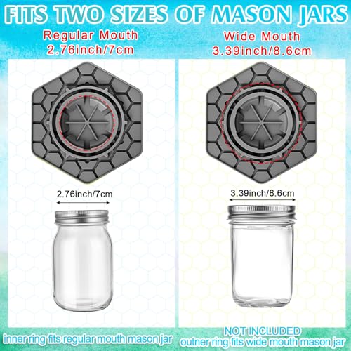 8 Pack Bee Feeder for Mason Jar Bee Watering Station Garden Silicone Sugar Water Feeder Beekeeping Drinking Equipment Tools with Mason Jars for Drinking Water(Grey,Hexagon) - color: Gray, style: Hexagon