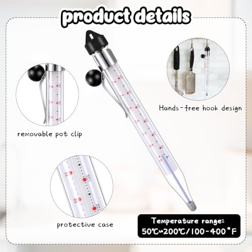 Photect Candy Thermometer with Pot Clip 8" Deep Fry Oil Thermometer for Candy Making Instant Read Cooking Food Sugar Syrup Jam Jelly Oil Temperature Kitchen Accessories(Black,1 Pcs) - color: Black