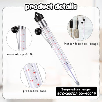 Photect Candy Thermometer with Pot Clip 8" Deep Fry Oil Thermometer for Candy Making Instant Read Cooking Food Sugar Syrup Jam Jelly Oil Temperature Kitchen Accessories(Black,1 Pcs) - color: Black